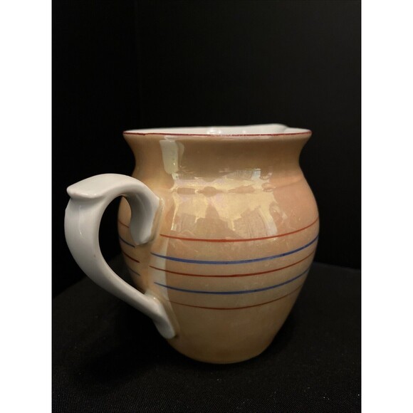 Vintage 1930s Union K Czech Lusterware Striped Art Deco Pitcher 1/2 Liter - Picture 4 of 13